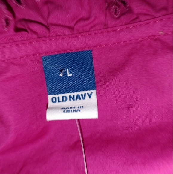 🆕Old Navy | Pink Eyelet Ruffle-Trimmed Button-Down Shirt Size Large - Picture 8 of 9